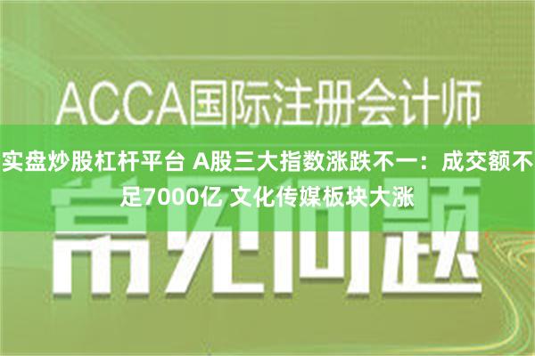 实盘炒股杠杆平台 A股三大指数涨跌不一：成交额不足7000亿 文化传媒板块大涨