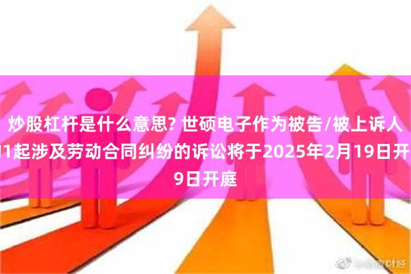 炒股杠杆是什么意思? 世硕电子作为被告/被上诉人的1起涉及劳动合同纠纷的诉讼将于2025年2月19日开庭