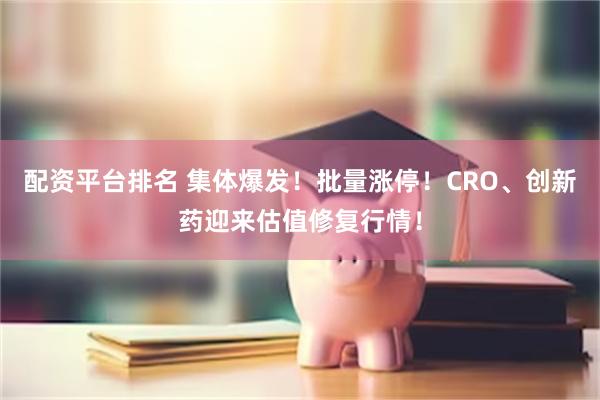 配资平台排名 集体爆发！批量涨停！CRO、创新药迎来估值修复行情！